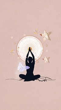 Aesthetic meditating woman phone wallpaper