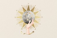Astrology full moon background, aesthetic celestial collage