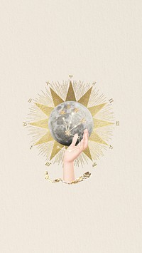 Astrology full moon iPhone wallpaper, aesthetic celestial collage