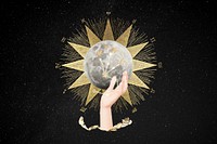 Astrology full moon background, aesthetic celestial collage