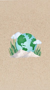 Globe environment collage background, beige paper texture