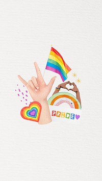 Pride flag aesthetic mobile wallpaper, cute LGBTQ collage