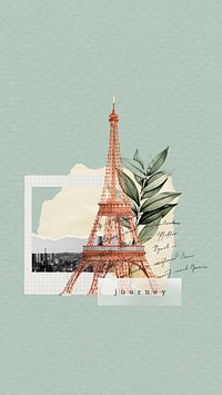 Eiffel tower aesthetic mobile wallpaper, travel collage background