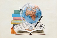 Aesthetic education collage background, paper textured design