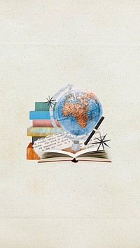 Aesthetic education collage iPhone wallpaper, paper textured background