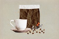 Aesthetic holiday coffee paper collage element