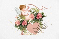 Floral Valentine's cupid,  aesthetic collage