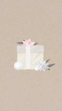 Aesthetic birthday present phone wallpaper, paper collage