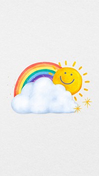 Cute sunny weather mobile wallpaper, aesthetic paper collage