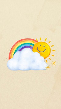 Cute sunny weather mobile wallpaper, aesthetic paper collage