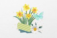 Daffodil bouquet, Easter flower remix illustration