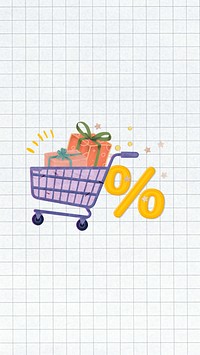 Shopping cart collage mobile wallpaper, grid pattern background