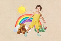 Little kid, cute brown background