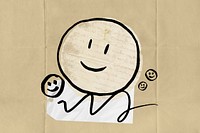 Smiling emoji  doodle background