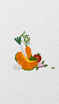 Healthy vegetables food iPhone wallpaper, cute paper collage