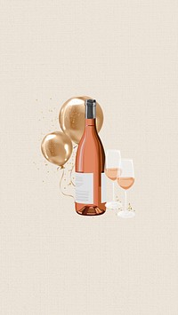 Pink champagne celebration mobile wallpaper, aesthetic collage