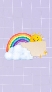 Cute sunny weather mobile wallpaper, aesthetic paper collage