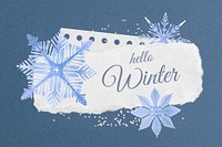 Hello Winter greeting, aesthetic snowflakes collage