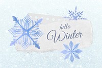 Hello Winter greeting, aesthetic snowflakes collage