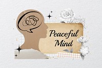 Peaceful mind word, mental health collage