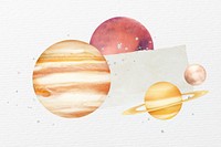 Aesthetic space planets background, paper collage