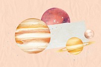 Aesthetic space planets background, paper collage