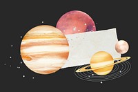 Aesthetic space planets background, paper collage