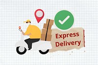 Express delivery words, shipping service collage