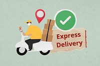 Express delivery words, shipping service collage