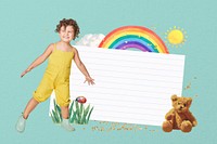 Kid's note paper, cute green background