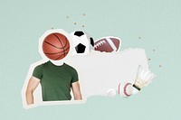 Basketball head man note paper, sports  background