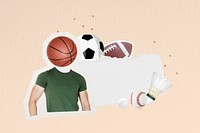 Basketball head man note paper, sports  background