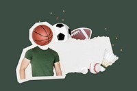 Basketball head man note paper, sports  background