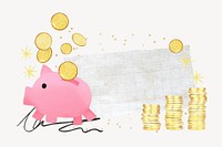 Piggy bank note paper, creative finance  background