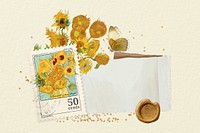 Van Gogh's Sunflowers note paper background, remixed by rawpixel