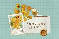 Sunshine is here words, Van Gogh's Sunflowers collage