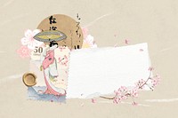 Japanese woman, ripped paper collage