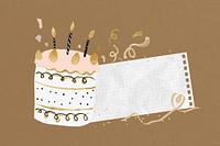 Birthday cake note paper, aesthetic celebration  background