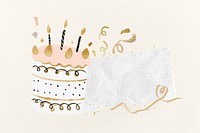 Birthday cake note paper, aesthetic celebration  background