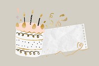Birthday cake note paper, aesthetic celebration  background