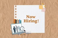 Now hiring words, HR recruitment collage