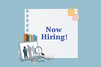 Now hiring words, HR recruitment collage