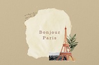 Bonjour Paris words, Eiffel Tower aesthetic collage