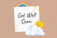 Get well soon words, weather collage
