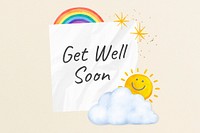 Get well soon words, weather collage