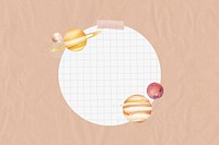 Galaxy planets frame, grid-patterned design