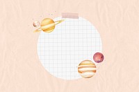 Galaxy planets frame, grid-patterned design