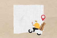 Delivery man note paper, online shopping collage