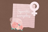 Sparkle everyday word, floral aesthetic paper collage