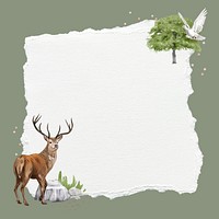 Ripped paper, stag deer wildlife illustration